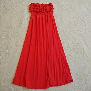 Coral strapless dress- Sz M